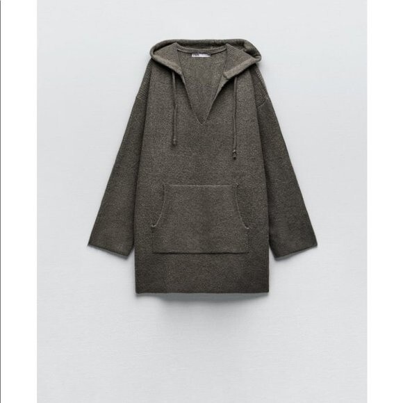 ZARA HOODED KNIT SWEATER - Picture 1 of 6
